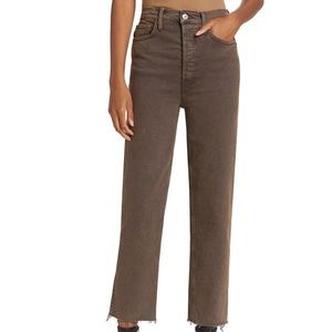 Redone Ultra-High Rise Stovepipe Jeans in Brown